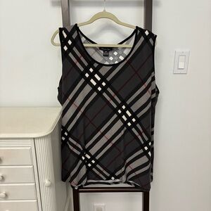 Michael Tyler 2X shell- Plaid Sleeveless Top - Black and Gray. Made in Canada!